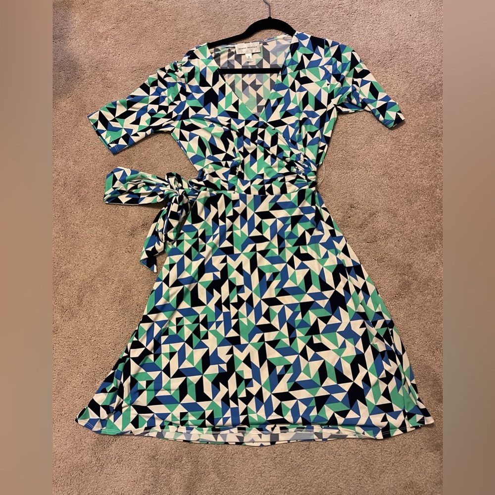 👗 Donna Morgan Lin Faux Wrap Jersey Dress Size 8